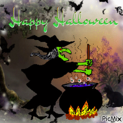 halloween witch - GIF animé gratuit