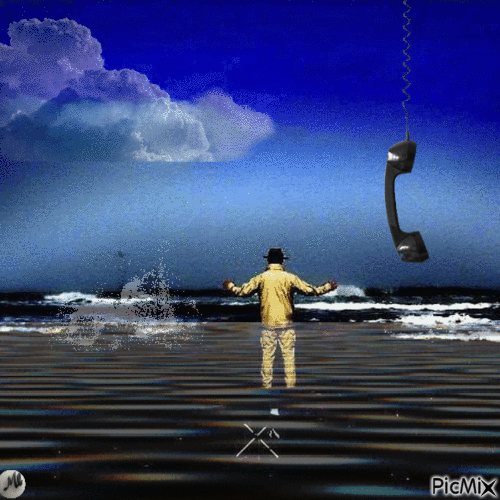 Llamada en medio del mar - Бесплатный анимированный гифка