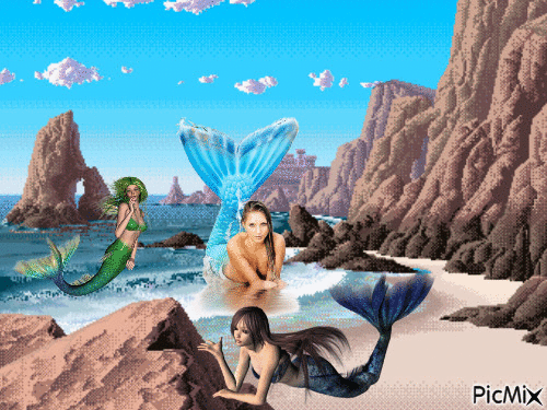 la plage aux sirenes - Бесплатный анимированный гифка