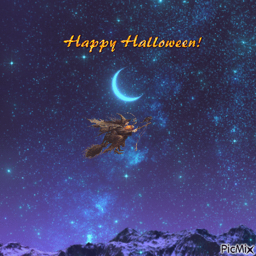 Witch flying by - Free animated GIF