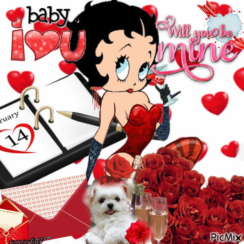 Happy Valentine day Betty Boop - 免费动画 GIF