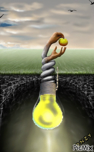 Manzana y bombilla - Bezmaksas animēts GIF