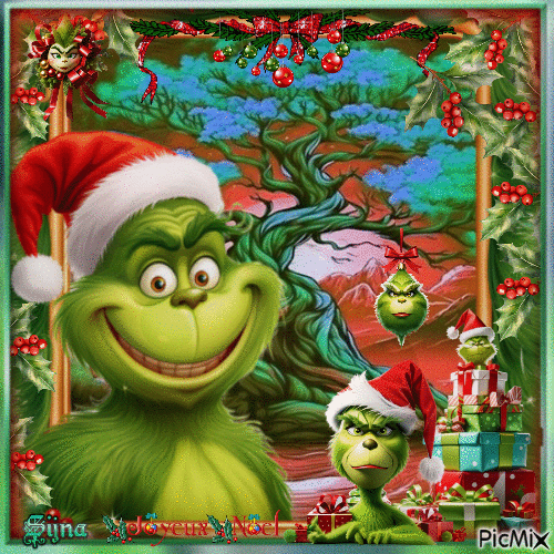 The Grinch wishes you a Merry Christmas - Free animated GIF