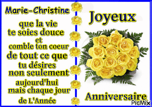 joyeux annif Marie christine - Безплатен анимиран GIF