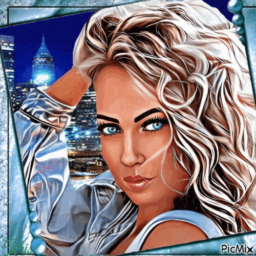 portrait d'une blonde aux yeux bleus🌹🎄❤️ - 無料のアニメーション GIF
