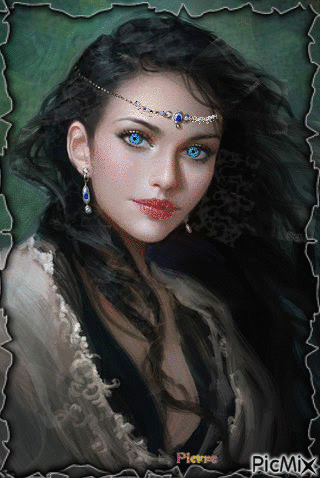 belle aux yeux bleue - Безплатен анимиран GIF