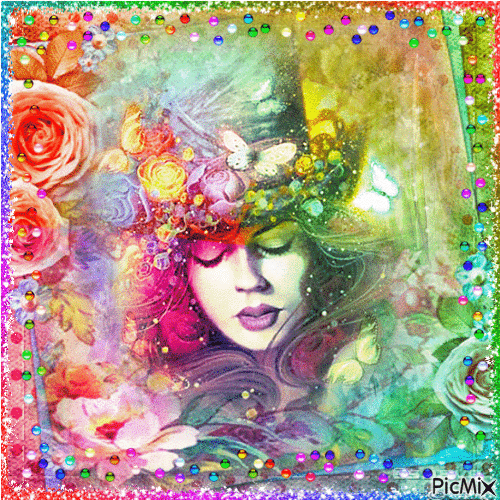 spring rainbow woman - Ilmainen animoitu GIF