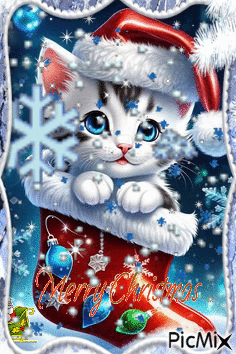 merry christmas cat - 無料のアニメーション GIF
