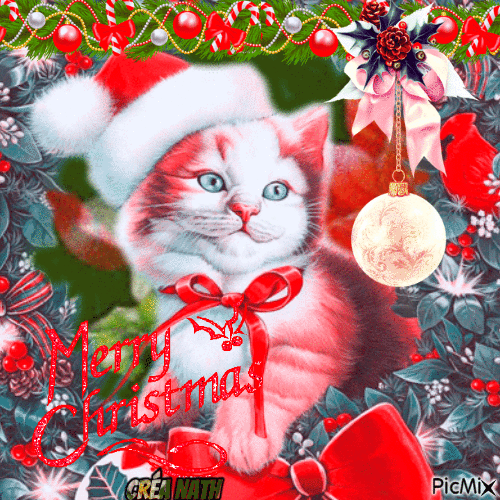 Merry christmas cat - GIF animasi gratis