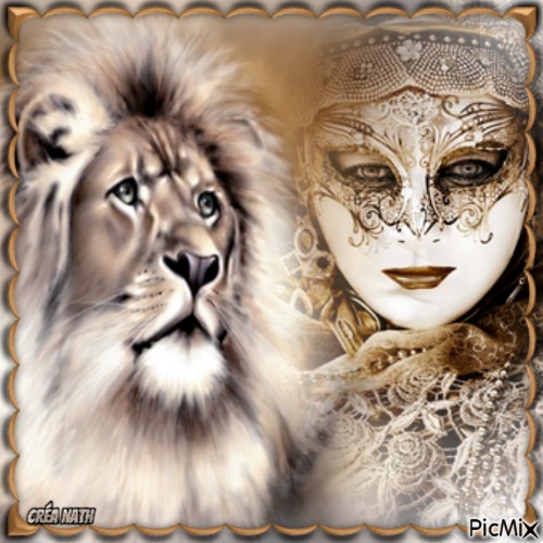Femme, masque, lion - gratis png