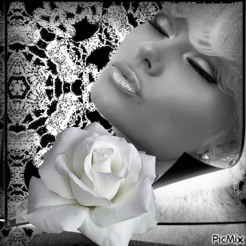 Portrait femme avec une rose blanche - безплатен png