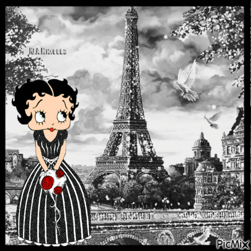 Betty Boop in Paris - Darmowy animowany GIF
