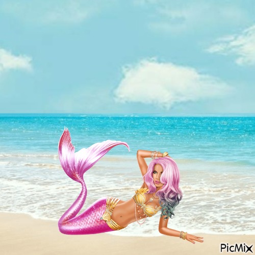 Pink mermaid - gratis png