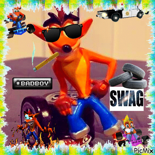 Crash bandicoot cart swag - Darmowy animowany GIF