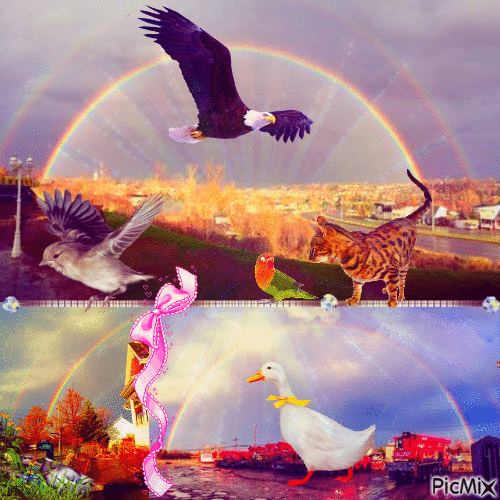 Magie et féerie de l'arc-en-ciel - GIF animé gratuit
