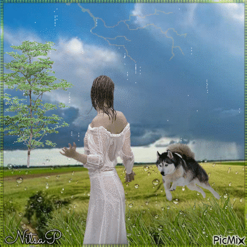 Walking in the rain - Ingyenes animált GIF