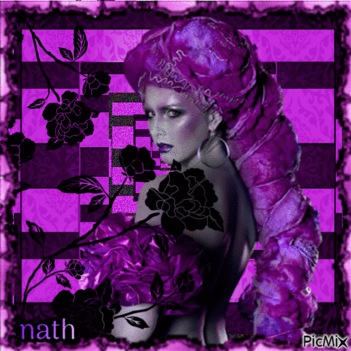 Femme en violet et noir,nath - Gratis geanimeerde GIF