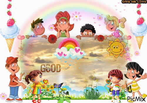 GOOD MORNING KIDS - GIF animado gratis