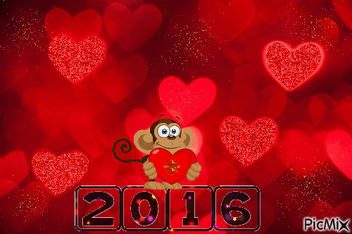 Happy  New Year of Monkey! - Animovaný GIF zadarmo