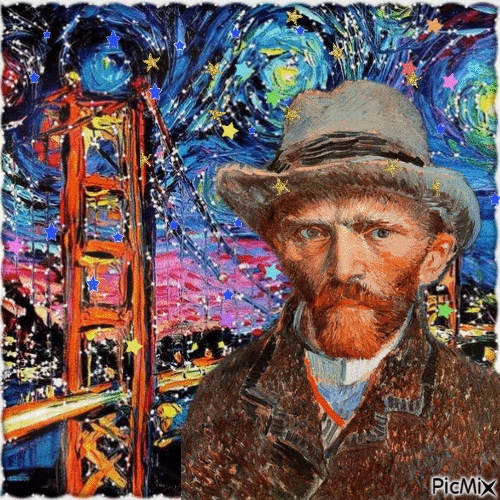 Sternenregen mit Van Gogh - Animovaný GIF zadarmo