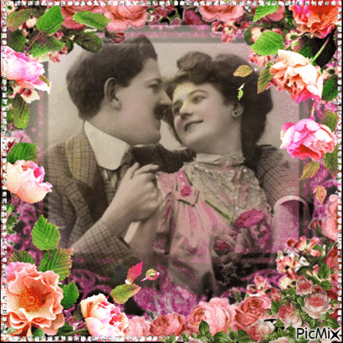 Romantic Vintage Couple - GIF animado gratis