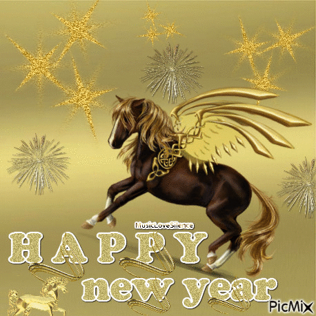 Happy New Year Gold - Безплатен анимиран GIF