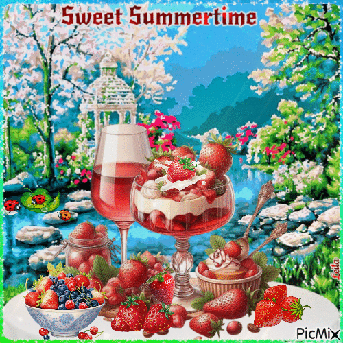 Sweet Summertime. Strawberries - 免费动画 GIF