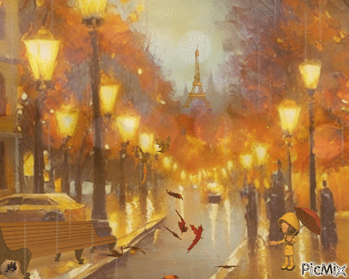 Noche de otoño en París - Nemokamas animacinis gif