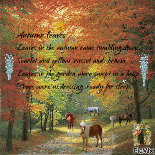 Horses in the Fall - Free animated GIF
