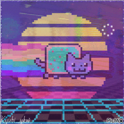 Vaporwave Nyan Cat - GIF animé gratuit