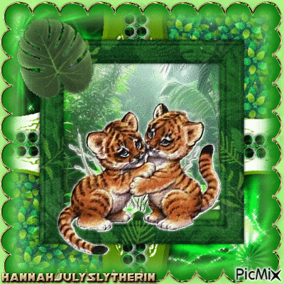 (♣)Tiger Cubs in the Jungle(♣) - Бесплатный анимированный гифка