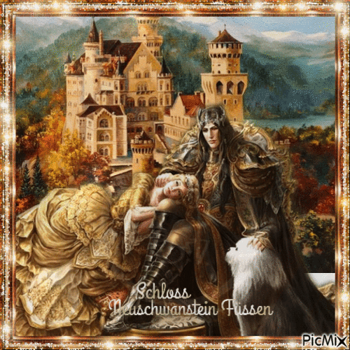 Ein Prinzenpaar vor einem Schloss - Δωρεάν κινούμενο GIF