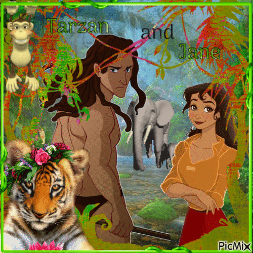 Tarzan and Jane - Bezmaksas animēts GIF