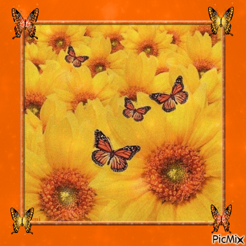 fleurs et papillons - Безплатен анимиран GIF