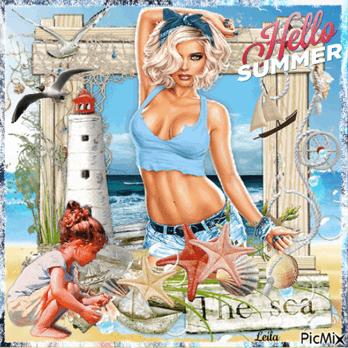 Hello Summer. The sea - 無料のアニメーション GIF