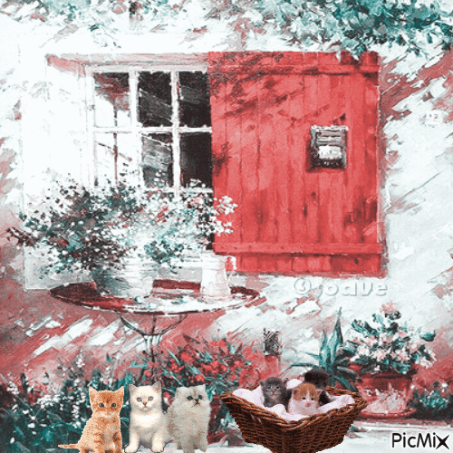 Kittens in the garden - Δωρεάν κινούμενο GIF
