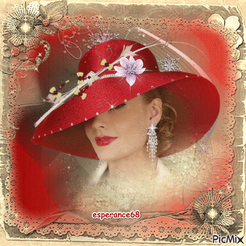dame au chapeau rouge - Ücretsiz animasyonlu GIF