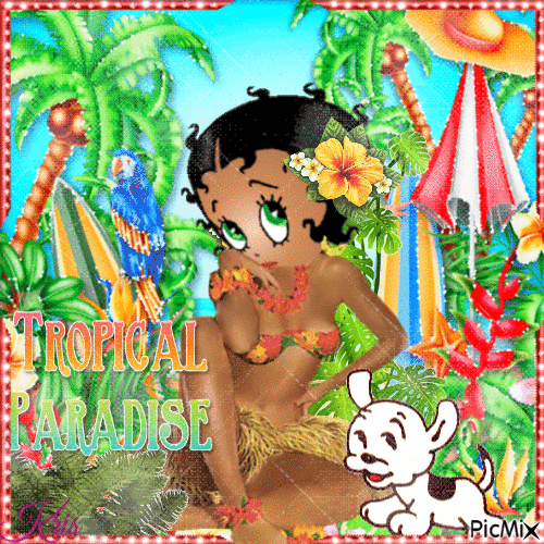 Betty Boop sous les palmiers - Darmowy animowany GIF