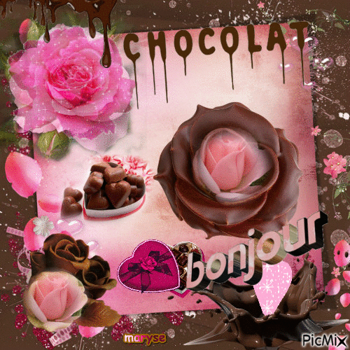rose et chocolat - GIF animasi gratis