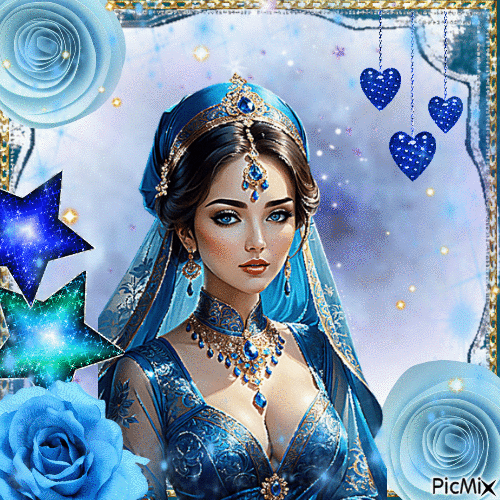 Blue princess - Animovaný GIF zadarmo