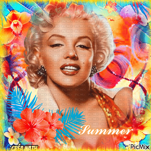 Summer - Marilyn Monroe - Animovaný GIF zadarmo