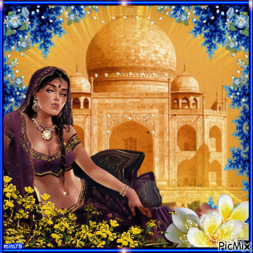 La femme et le Taj Mahal - GIF animado grátis