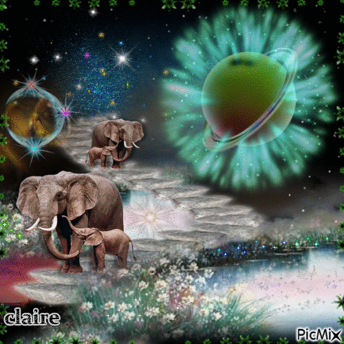 les éléphants du ciel - Gratis animerad GIF