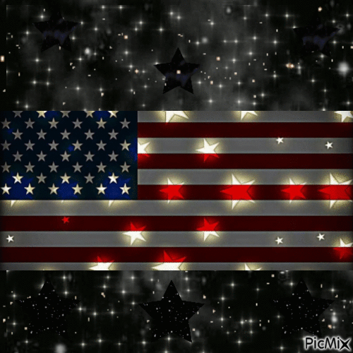 Stars Surrounding USA Flag (JIGGURL_PIXMIXR) - Nemokamas animacinis gif