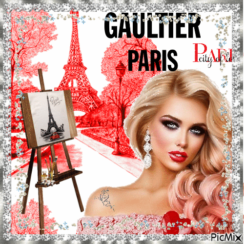 Paris en rouge, noir et blanc - GIF animé gratuit