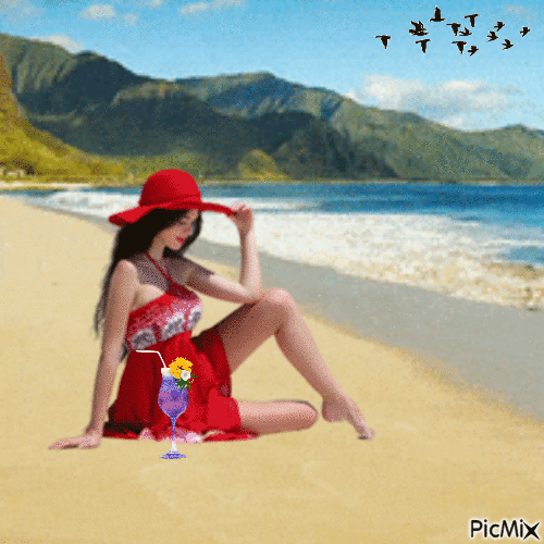chica con sombrero - Ingyenes animált GIF