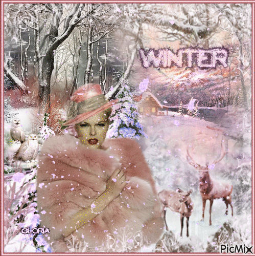 L'hiver arrive - tons roses - Ilmainen animoitu GIF