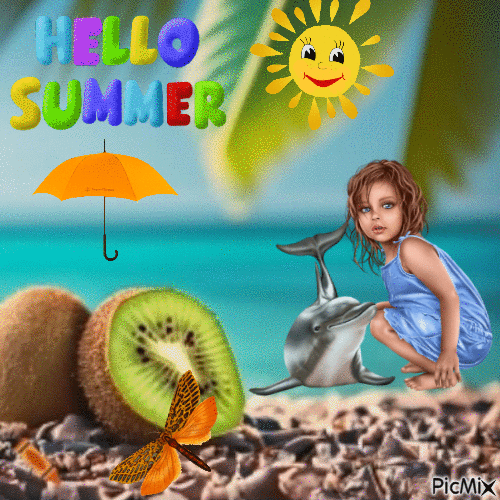 Hello summer - GIF animasi gratis