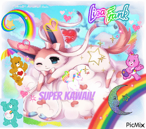 Colourfully cute sylveon! ;3 - Free animated GIF