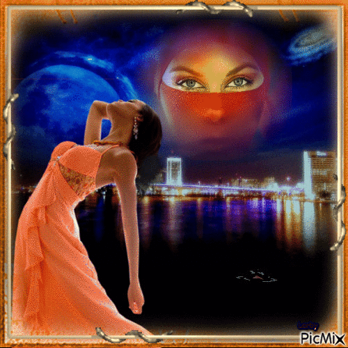 Femme en orange !!!! - Безплатен анимиран GIF